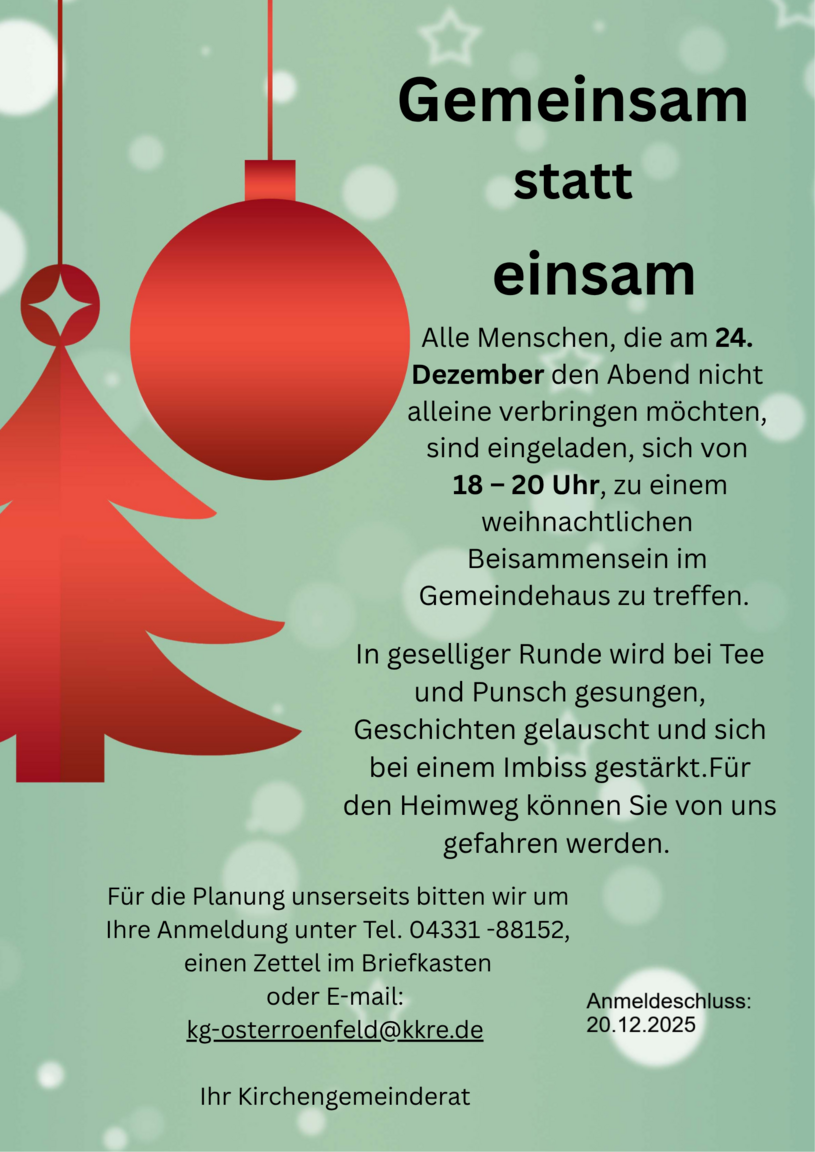 Plakat zur Aktion Gemeinsam statt einsam